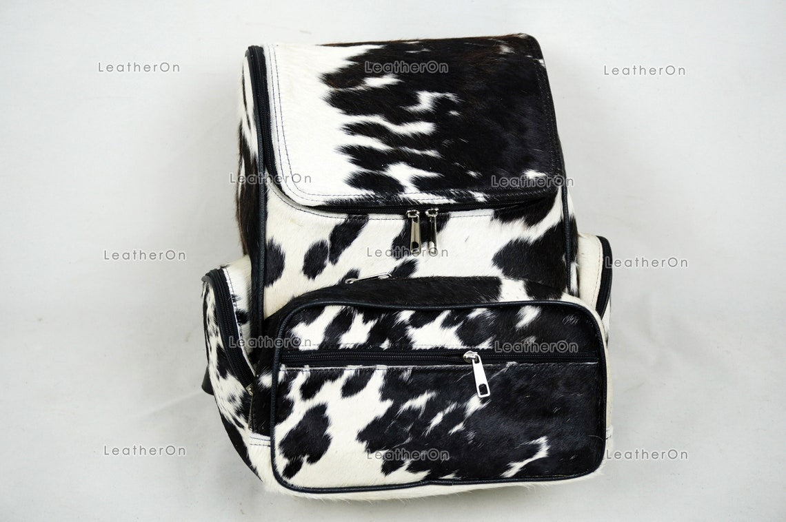 Natural Cowhide Backpack | 100% Real Hair On Cowhide Leather Backpack | Cowhide Shoulder Bag | Hair on Leather Backpack | BP26