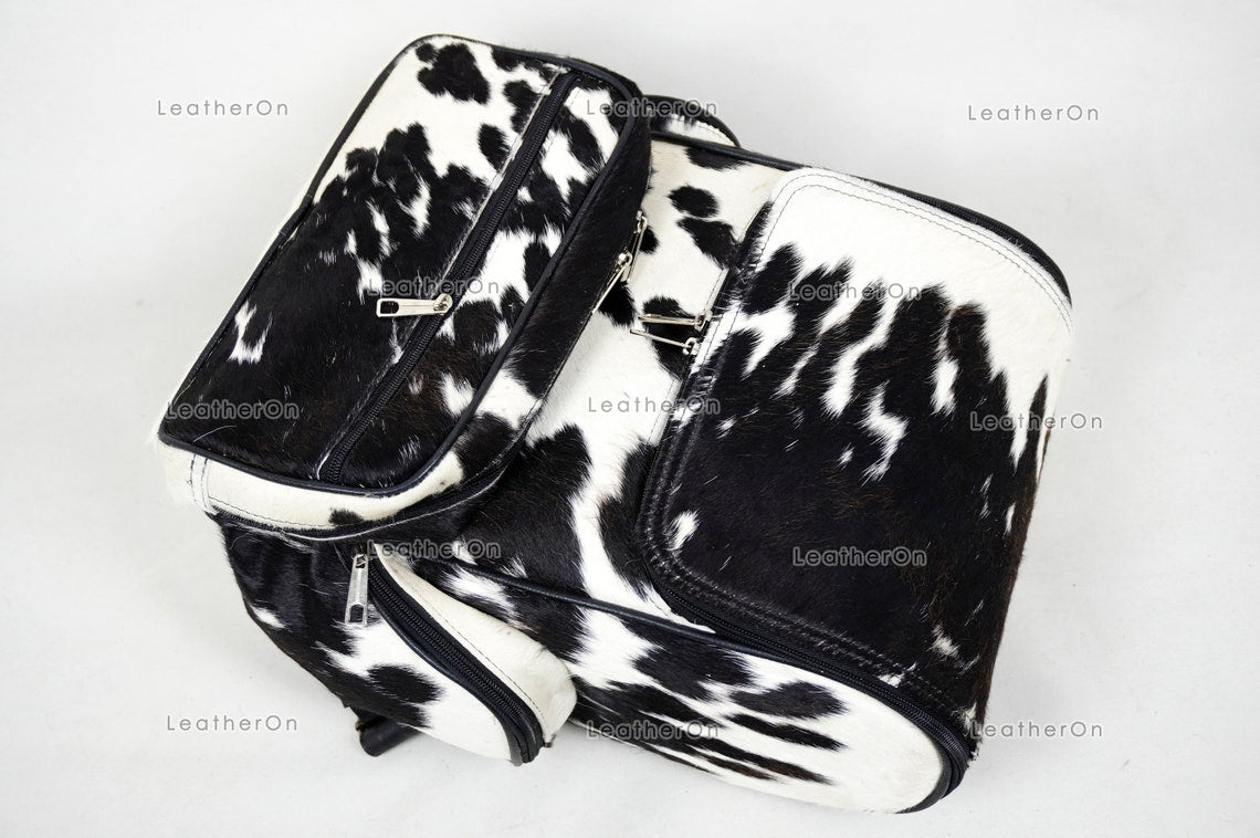 Natural Cowhide Backpack | 100% Real Hair On Cowhide Leather Backpack | Cowhide Shoulder Bag | Hair on Leather Backpack | BP26