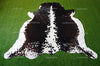 Large (5 x 5.8 ft.) EXACT As Photo, Black White COWHIDE Area RUG | 100% Natural Cowhide Rug | Hair-on Cowhide Leather Rug | C558