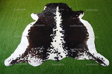 Load image into Gallery viewer, Large (5 x 5.8 ft.) EXACT As Photo, Black White COWHIDE Area RUG | 100% Natural Cowhide Rug | Hair-on Cowhide Leather Rug | C558
