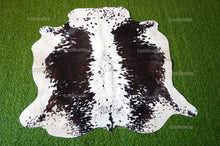 Load image into Gallery viewer, Small ( 3.7 X 4 ft.) EXACT As Photo, Black White COWHIDE Area RUG | 100% Natural Cowhide Rug | Hair-on Leather Cow Hide Rug | C568
