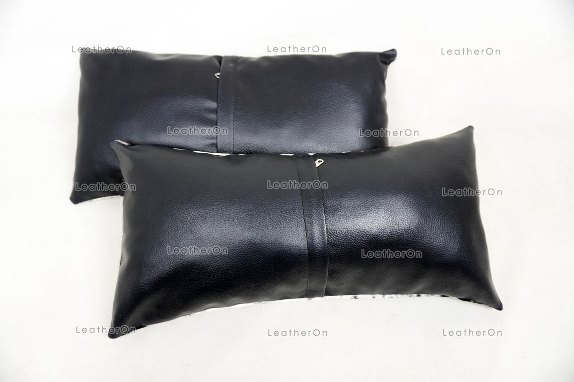 Cowhide Pillows Covers (12X 24 inch) 100% Natural Hair on Cowhide Leather Pillow Cases Real Cowhide Cushion Covers | PLW219