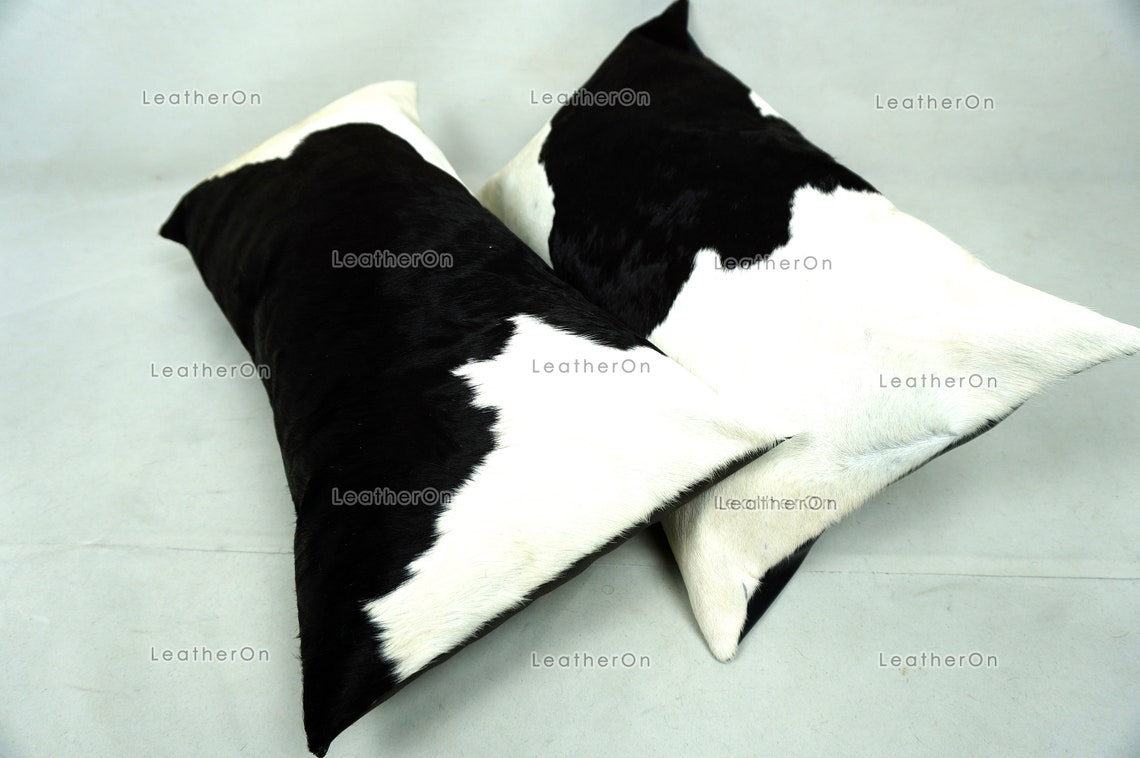 Cowhide Pillows Covers (12X 24 inch) 100% Natural Hair on Cowhide Leather Pillow Cases Real Cowhide Cushion Covers | PLW220