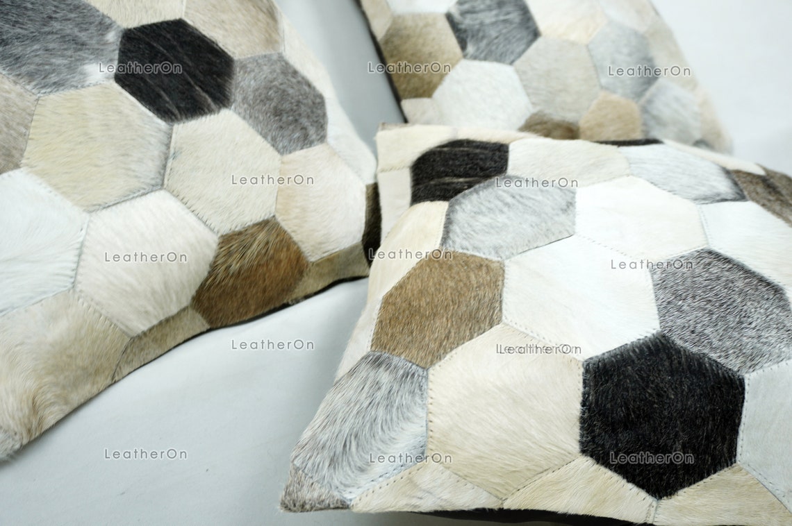 Cowhide Patchwork Pillows Covers 100% Natural Hair on Cowhide Leather Pillow Cases Real Cow Skin Cushion Covers | PLW222