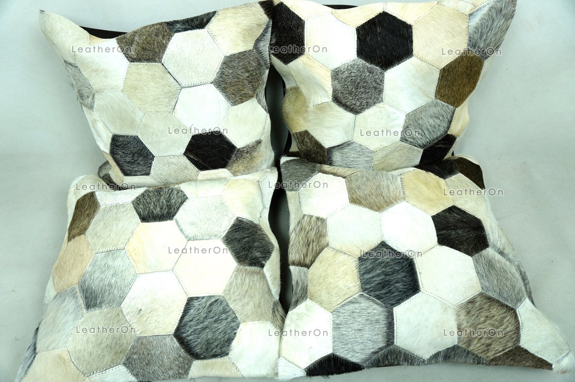 Cowhide Patchwork Pillows Covers 100% Natural Hair on Cowhide Leather Pillow Cases Real Cow Skin Cushion Covers | PLW222