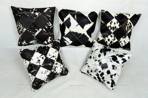 Cowhide Patchwork Pillows Covers 100% Natural Hair on Cowhide Leather Pillow Cases Real Cowhide Cushion Covers | PLW224