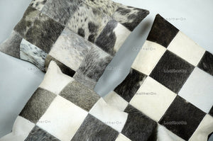 Cowhide Patchwork Pillows Covers 100% Natural Hair on Cowhide Leather Pillow Cases Real Cowhide Cushion Covers | PLW229