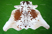 Load image into Gallery viewer, Small ( 4.5 x 4.9 ft.) EXACT As Photo, Tricolor COWHIDE RUG | 100% Natural Cowhide Area Rug | Hair-on Leather Cow Hide Rug | C506
