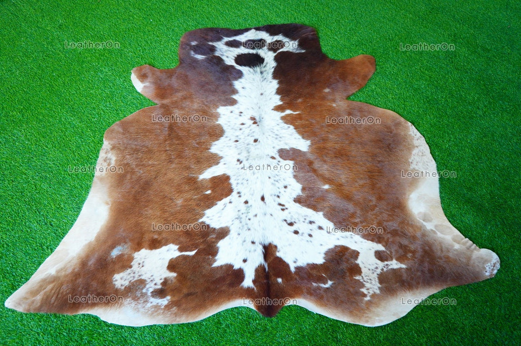 Medium (5 x 5.6 ft.) EXACT As Photo, Tricolor COWHIDE RUG | 100% Natural Cowhide Area Rug | Hair-on Cowhide Leather Rug | C512