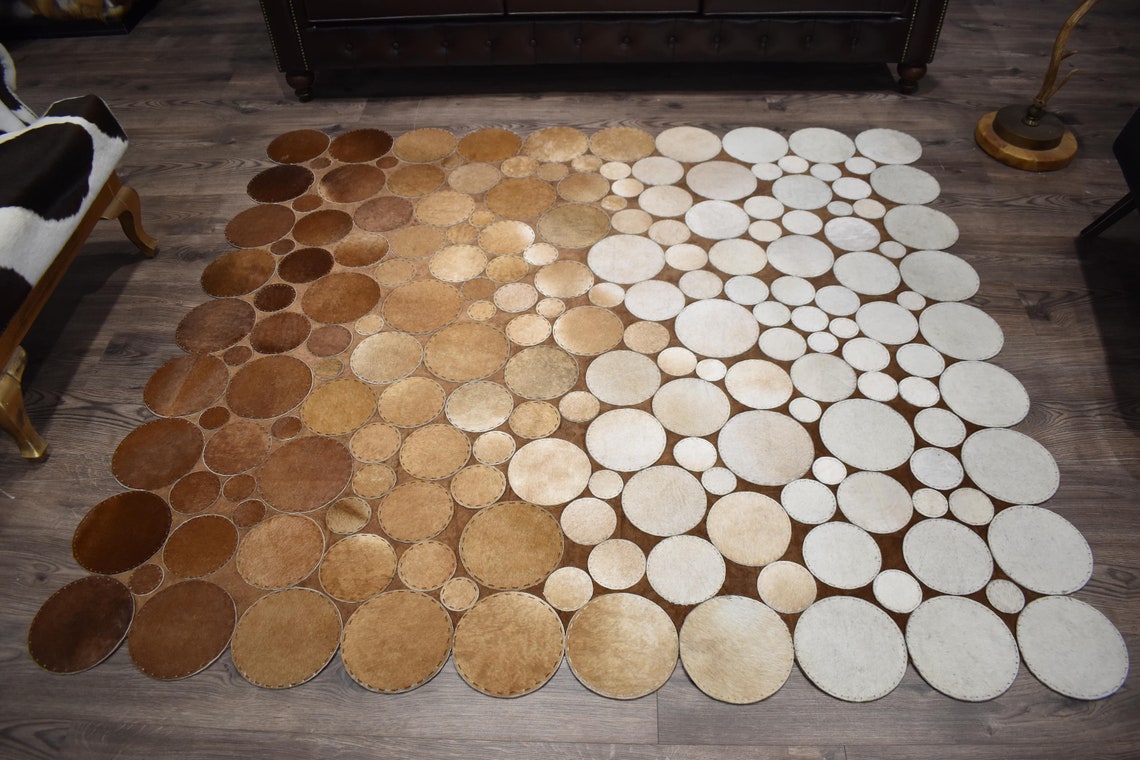 HANDMADE 100% Natural Patchwork COWHIDE RUG | Real Cowhide Hallway Runner | Hair on Leather Carpet | PR139