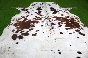 XLARGE (6 X 5.9 ft.) Exact As Photo, Brown White COWHIDE RUG | 100% Natural Cowhide Rug | Hair-on Leather Cow Hide Rug | C610