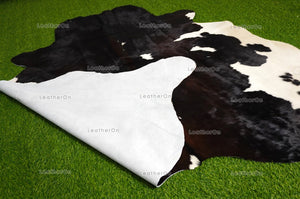 Medium (5 x 5.5 ft.) EXACT As Photo, Black White COWHIDE RUG | 100% Natural Cowhide Area Rug | Hair-on Cowhide Leather Rug | C616