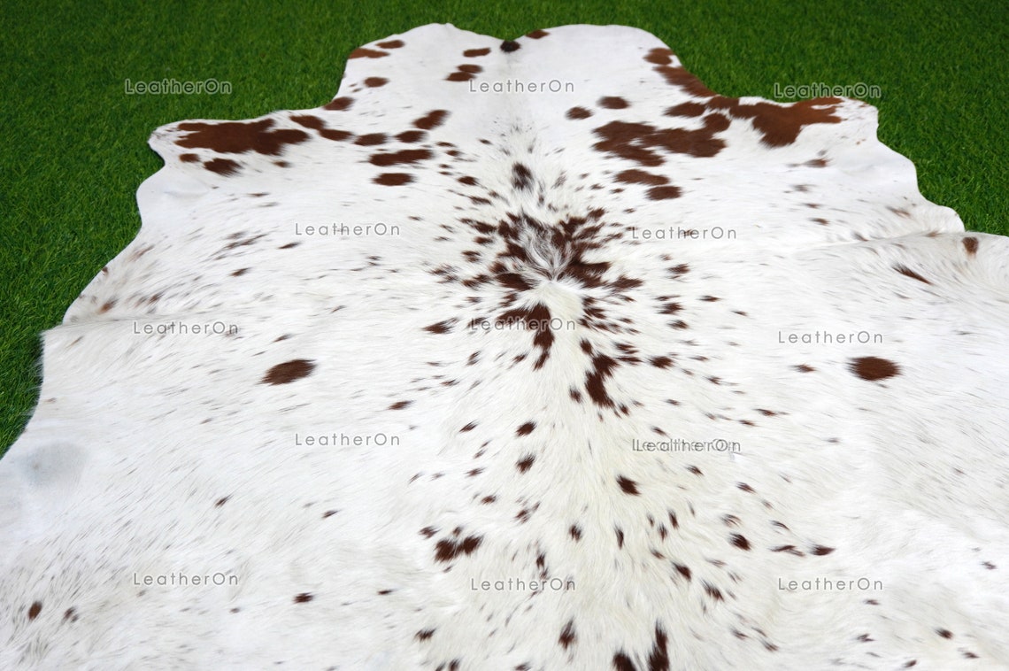 Medium (5.2 x 5.5 ft.) EXACT As Photo, Brown White COWHIDE RUG | 100% Natural Cowhide Area Rug | Hair-on Cowhide Leather Rug