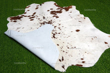 Load image into Gallery viewer, Medium (5.2 x 5.5 ft.) EXACT As Photo, Brown White COWHIDE RUG | 100% Natural Cowhide Area Rug | Hair-on Cowhide Leather Rug
