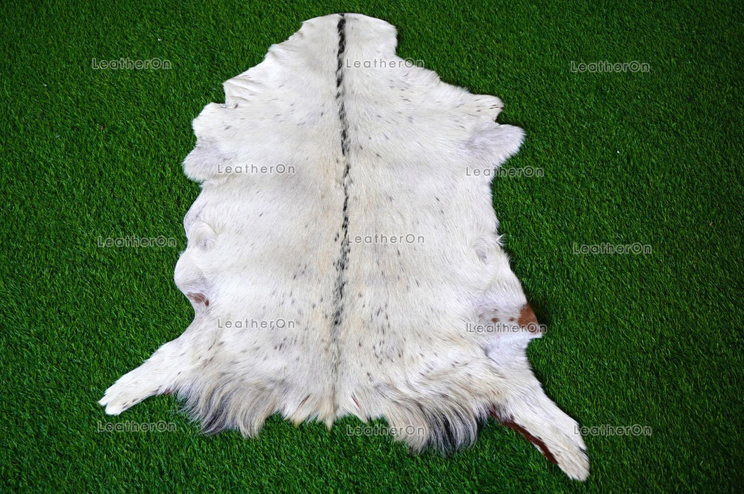 Goat Skin ( 3 ft. x 2.5 ft. approx.) Exact As Photo, 100% Natural Goat Skin | Real Hair on Goat Skin Leather Area Rug | GS51