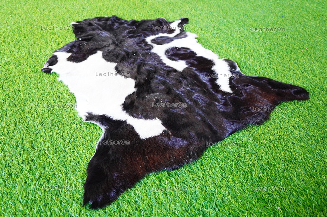 Goat Skin ( 3 ft. x 2.5 ft. approx.) Exact As Photo, 100% Natural Goat Skin | Real Hair on Goat Skin Leather Area Rug | GS60