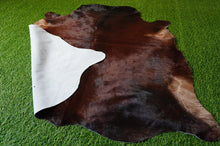 Load image into Gallery viewer, Small ( 4 x 4.3 ft.) EXACT As Photo, Brown Black COWHIDE RUG | 100% Natural Cowhide Area Rug | Hair-on Leather Cow Hide Rug | C523
