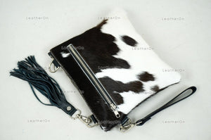Natural Cowhide Cross body Bags with Strap | 100% Real Hair On Cowhide Leather Wristlet Bags | Genuine Cow skin Ladies Handbags | CB1