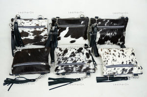 Natural Cowhide Cross body Bags with Strap | 100% Real Hair On Cowhide Leather Wristlet Bags | Genuine Cow skin Ladies Handbags | CB1
