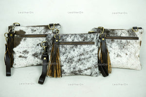 Natural Cowhide Cross body Bags with Strap | 100% Real Hair On Cowhide Leather Wristlet Bags | Genuine Cow skin Ladies Handbags | CB2