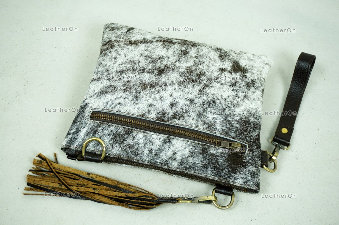 Natural Cowhide Cross body Bags with Strap | 100% Real Hair On Cowhide Leather Wristlet Bags | Genuine Cow skin Ladies Handbags | CB2
