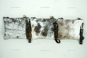 Natural Cowhide Cross body Bags with Strap | 100% Real Hair On Cowhide Leather Wristlet Bags | Genuine Cow skin Ladies Handbags | CB2