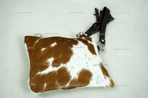 Natural Cowhide Cross body Bags with Strap | 100% Real Hair On Cowhide Leather Wristlet Bags | Genuine Cow skin Ladies Handbags | CB3
