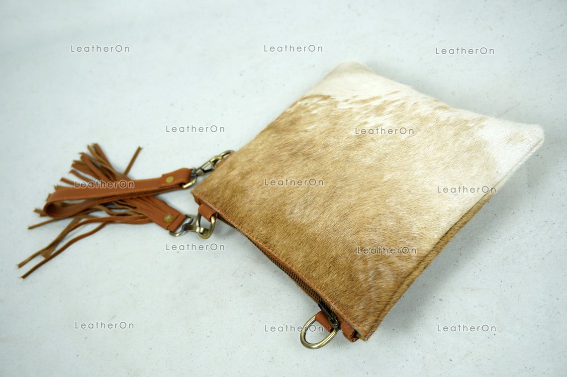 Natural Cowhide Cross body Bags with Strap | 100% Real Hair On Cowhide Leather Wristlet Bags | Genuine Cow skin Ladies Handbags | CB4