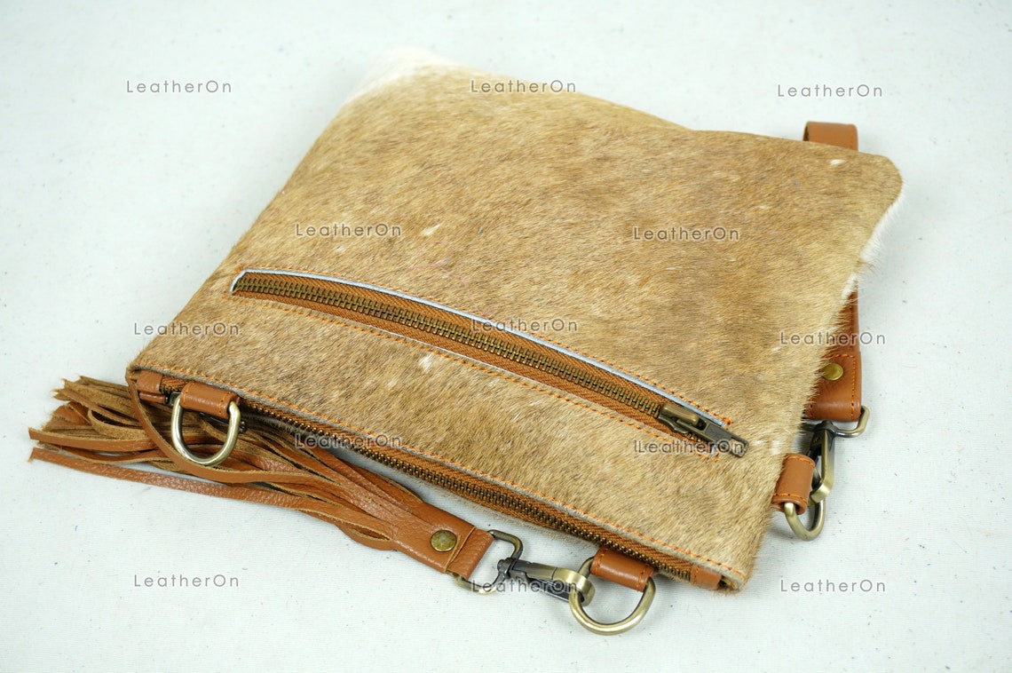 Natural Cowhide Cross body Bags with Strap | 100% Real Hair On Cowhide Leather Wristlet Bags | Genuine Cow skin Ladies Handbags | CB4