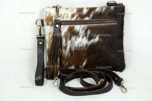 Natural Cowhide Cross body Bags with Strap | 100% Real Hair On Cowhide Leather Wristlet Bags | Genuine Cow skin Ladies Handbags | CB5