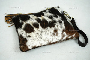 Natural Cowhide Cross body Bags with Strap | 100% Real Hair On Cowhide Leather Wristlet Bags | Genuine Cow skin Ladies Handbags | CB5