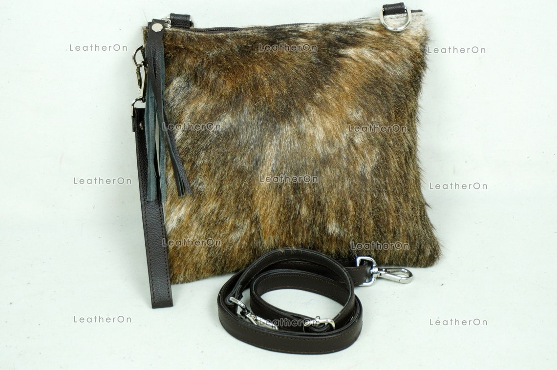 Natural Cowhide Cross body Bags with Strap | 100% Real Hair On Cowhide Leather Wristlet Bags | Genuine Cow skin Ladies Handbags | CB6