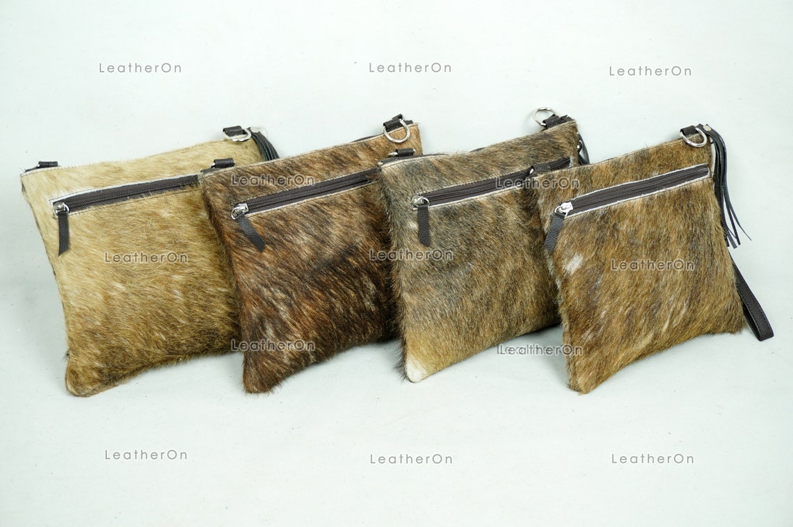 Natural Cowhide Cross body Bags with Strap | 100% Real Hair On Cowhide Leather Wristlet Bags | Genuine Cow skin Ladies Handbags | CB6