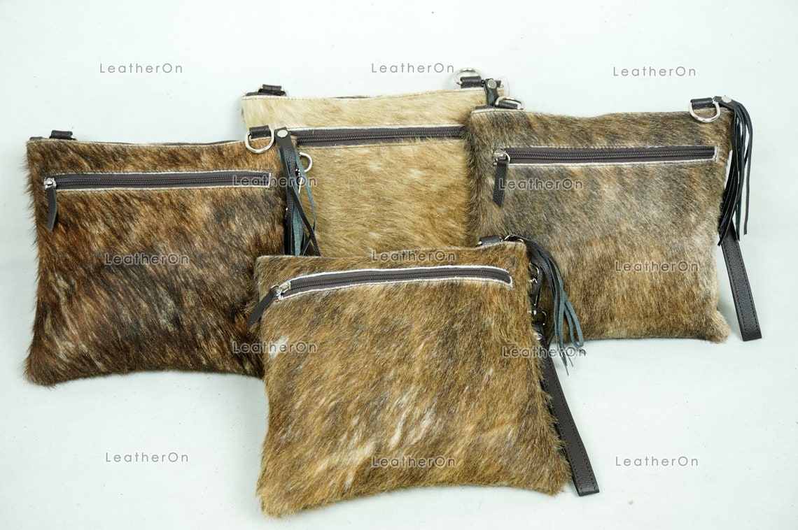 Natural Cowhide Cross body Bags with Strap | 100% Real Hair On Cowhide Leather Wristlet Bags | Genuine Cow skin Ladies Handbags | CB6