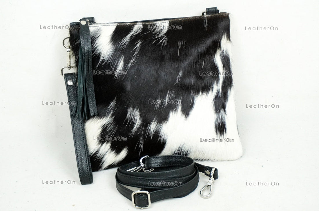 Natural Cowhide Cross body Bags with Strap | 100% Real Hair On Cowhide Leather Wristlet Bags | Genuine Cow skin Ladies Handbags | CB7