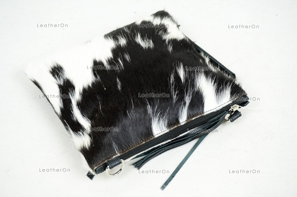 Natural Cowhide Cross body Bags with Strap | 100% Real Hair On Cowhide Leather Wristlet Bags | Genuine Cow skin Ladies Handbags | CB7