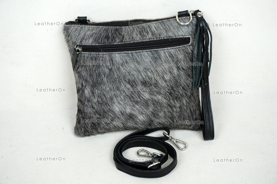 Natural Cowhide Cross body Bags with Strap | 100% Real Hair On Cowhide Leather Wristlet Bags | Genuine Cow skin Ladies Handbags | CB9