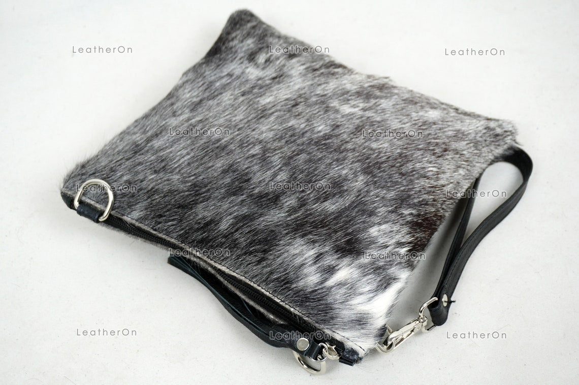 Natural Cowhide Cross body Bags with Strap | 100% Real Hair On Cowhide Leather Wristlet Bags | Genuine Cow skin Ladies Handbags | CB9