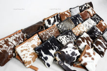 Load image into Gallery viewer, Natural Cowhide Wristlet Bags |100% Real Hair On Cowhide Leather Pouch Bags | Genuine Cow skin Ladies Wristlet Bags | Cowhide Women Purses
