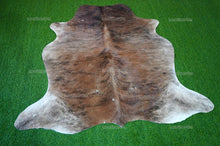 Load image into Gallery viewer, Medium (5 x 5 ft.) EXACT As Photo, Brindle COWHIDE RUG | 100% Natural Cowhide Area Rug | Hair-on Cowhide Leather Rug | C655
