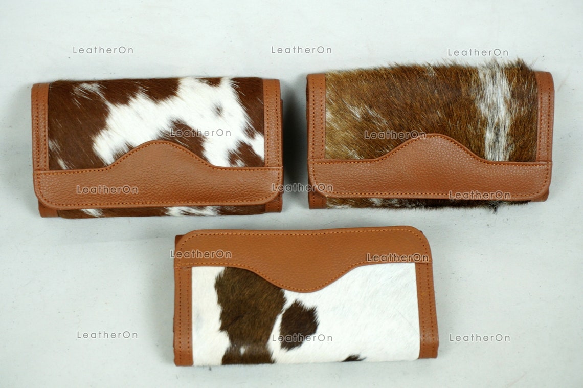 100% Natural Cowhide Clutch Wallet | Real Hair on Leather Clutch Purse | Genuine Cow Skin Leather Clutch Pouch | Real Cowhide Clutch Bag