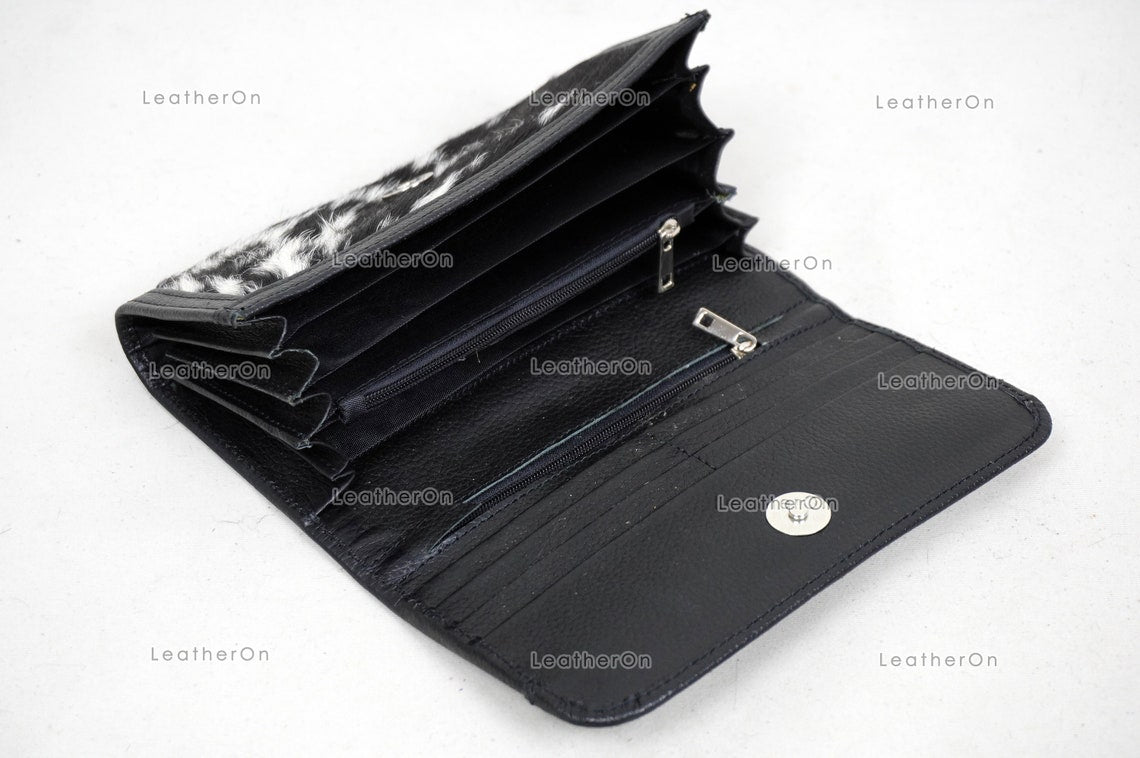 100% Natural Cowhide Clutch Wallet | Real Hair on Leather Clutch Purse | Genuine Cow Skin Leather Clutch Pouch | Real Cowhide Clutch Bag