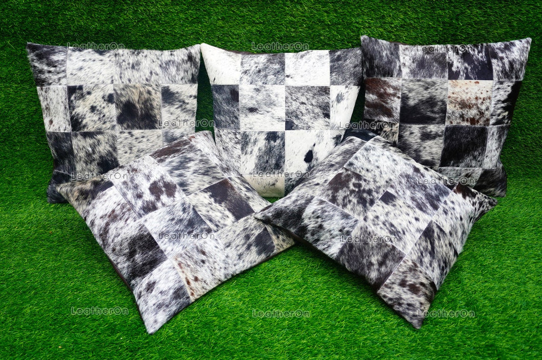 Cowhide Patchwork Pillows Covers 100% Natural Hair on Cowhide Leather Pillow Cases Real Patchwork Cowhide Cushion Cases | PLW216