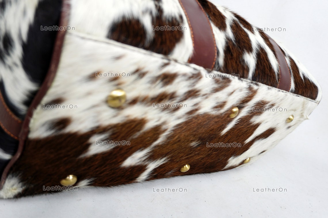 Cowhide Duffel Bag Natural Hair On Leather TRAVEL Bag Real Cow hide Luggage Bag | DB58