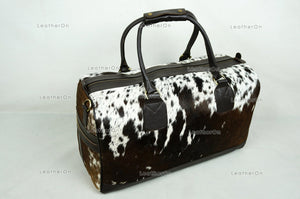 Natural Cowhide Duffel Bag Hair On Leather TRAVEL Bag Real Cowhide Luggage Bag Original Cow Skin Duffel Bag | DB62