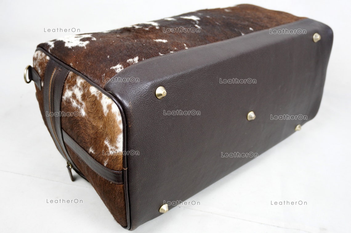 Natural Cowhide Duffel Bag Hair On Leather TRAVEL Bag Real Cowhide Luggage Bag Original Cow Skin Duffel Bag | DB62