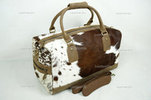 Load image into Gallery viewer, Natural Cowhide Duffel Bag Real Hair On Leather TRAVEL Bag Original Cow Skin Luggage Bag | DB65
