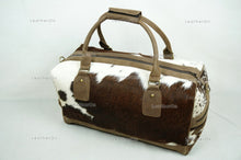 Load image into Gallery viewer, Natural Cowhide Duffel Bag Real Hair On Leather TRAVEL Bag Original Cow Skin Luggage Bag | DB65
