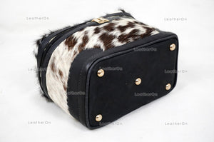 Cowhide Beauty Box Bag | 100% Natural Cowhide Top Handle Bag | Real Hair On Cowhide Leather Ladies Bag | Cow Skin Beauty Box Bag | BOX01