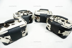Cowhide Beauty Box Bag | 100% Natural Cowhide Top Handle Bag | Real Hair On Cowhide Leather Ladies Bag | Cow Skin Beauty Box Bag | BOX01